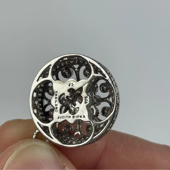 Judith Ripka Silver 925 Diamonique Diamond CZ Cubic Zirconia Circle Pendant - Picture 5 of 6